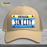 Sin City Nevada Novelty License Plate Hat Mesh / Khaki