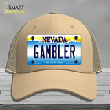 Gambler Nevada Novelty License Plate Hat Mesh / Khaki