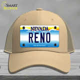 Reno Nevada Novelty License Plate Hat Mesh / Khaki