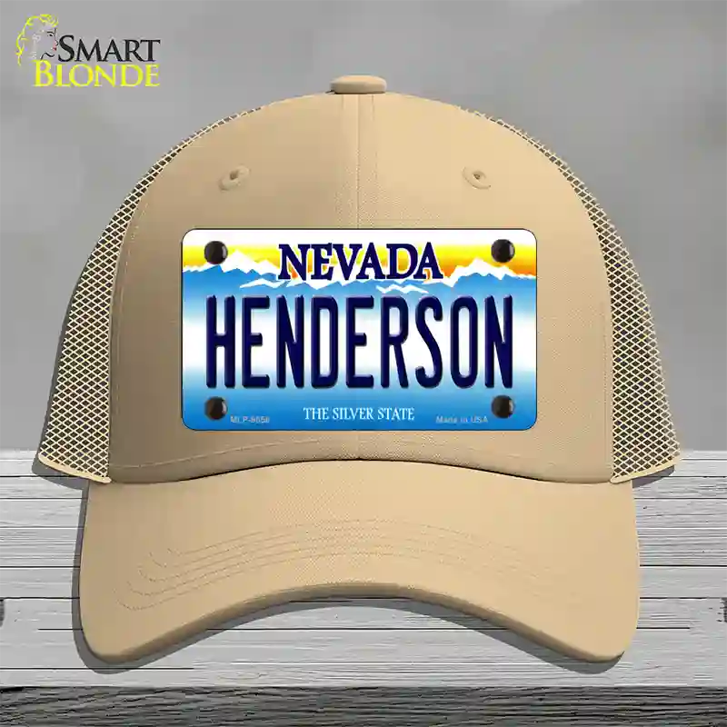 Henderson Nevada Novelty License Plate Hat Mesh / Khaki