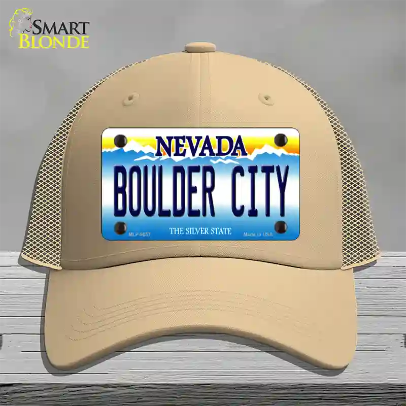 Boulder City Nevada Novelty License Plate Hat Mesh / Khaki