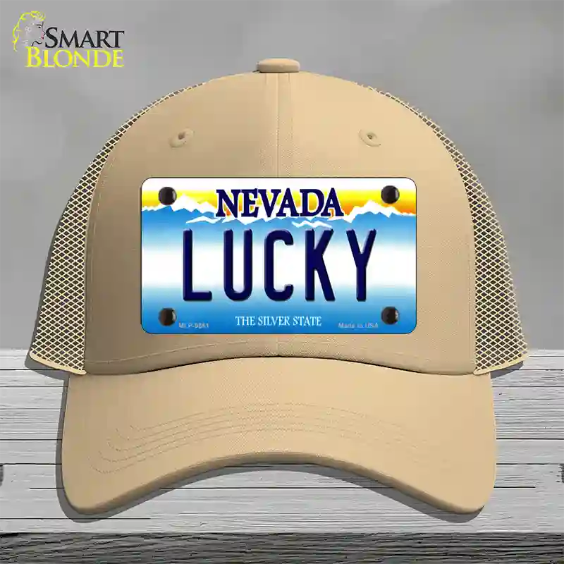 Lucky Nevada Novelty License Plate Hat Mesh / Khaki