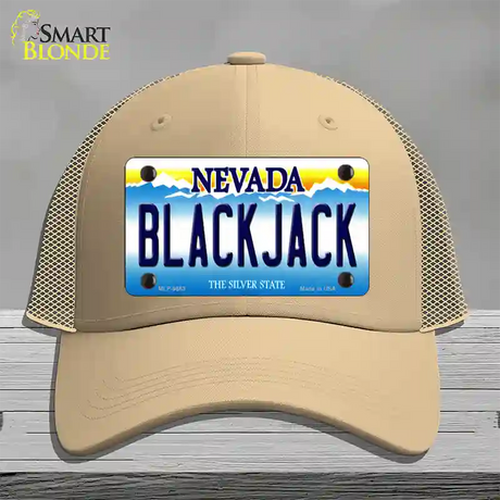 Black Jack Nevada Novelty License Plate Hat Mesh / Khaki