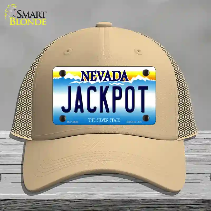 Jack Pot Nevada Novelty License Plate Hat Mesh / Khaki