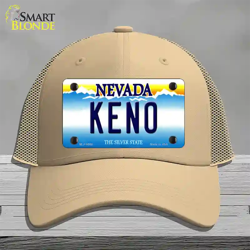 Keno Nevada Novelty License Plate Hat Mesh / Khaki