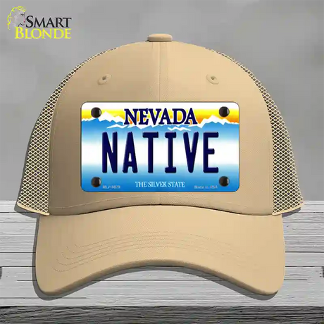 Native Nevada Novelty License Plate Hat Mesh / Khaki