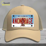 Anchorage Alaska State Novelty License Plate Hat Mesh / Khaki