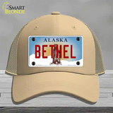 Bethel Alaska State Novelty License Plate Hat Mesh / Khaki