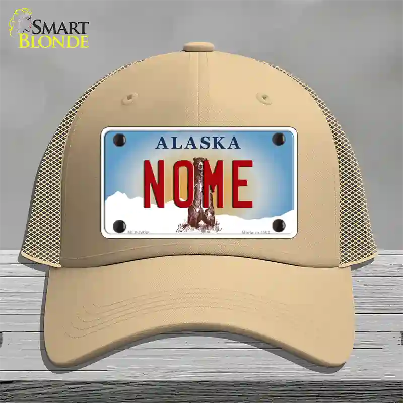 Nome Alaska State Novelty License Plate Hat Mesh / Khaki