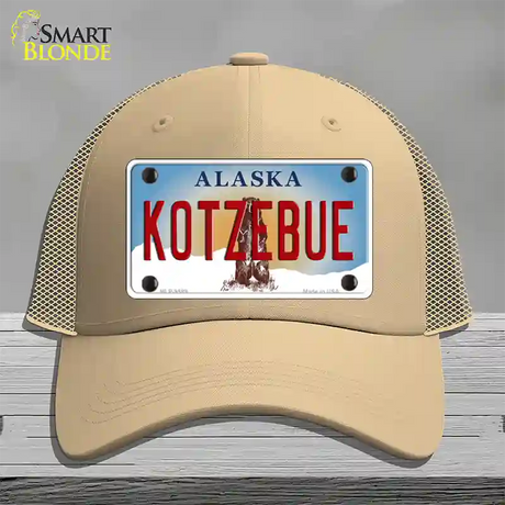 Kotzebue Alaska State Novelty License Plate Hat Mesh / Khaki