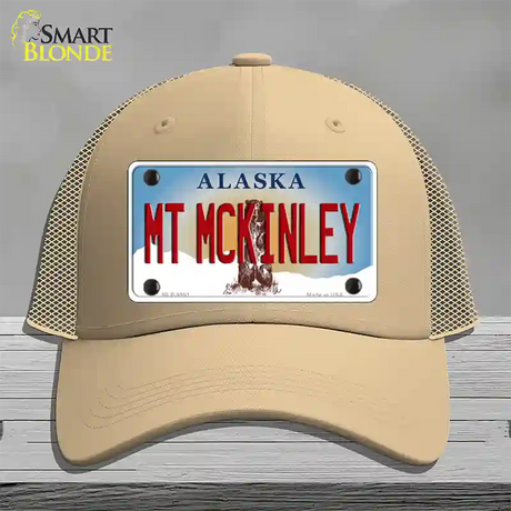 Mt McKinley Alaska State Novelty License Plate Hat Mesh / Khaki