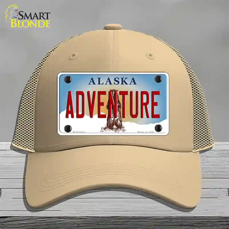 Adventure Alaska State Novelty License Plate Hat Mesh / Khaki