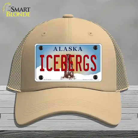 Icebergs Alaska State Novelty License Plate Hat Mesh / Khaki