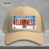 Wilderness Alaska State Novelty License Plate Hat Mesh / Khaki