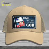 One Nation Under God Flags Novelty License Plate Hat Mesh / Khaki