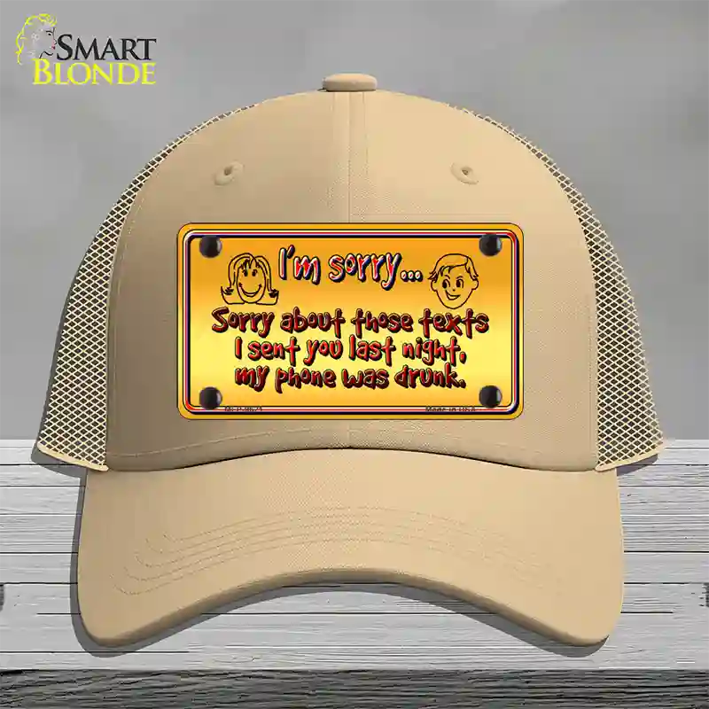 Phone Was Drunk Novelty License Plate Hat Mesh / Khaki