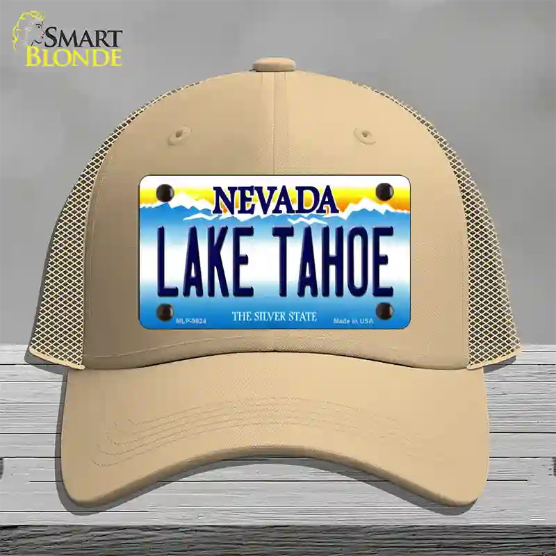 Lake Tahoe Nevada Novelty License Plate Hat Mesh / Khaki