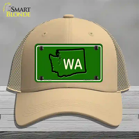 WA State Novelty License Plate Hat Mesh / Khaki