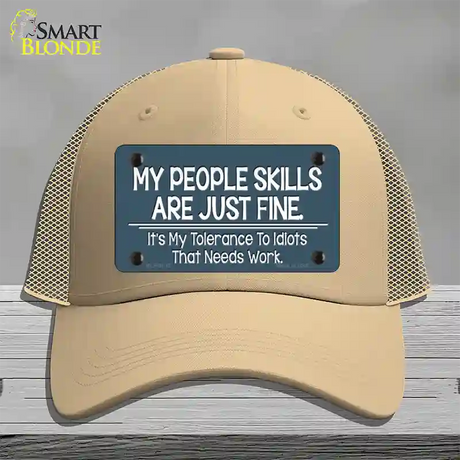 My People Skills Novelty License Plate Hat Mesh / Khaki