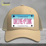 Drive Pink Connecticut Novelty License Plate Hat Mesh / Khaki