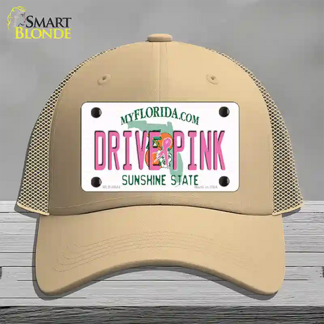 Drive Pink Florida Novelty License Plate Hat Mesh / Khaki