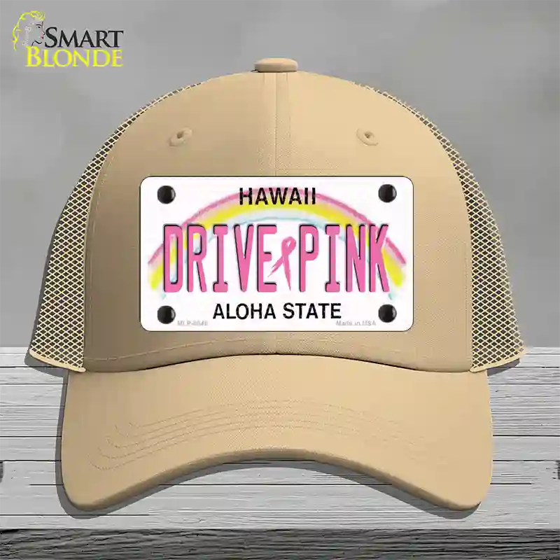 Drive Pink Hawaii Novelty License Plate Hat Mesh / Khaki