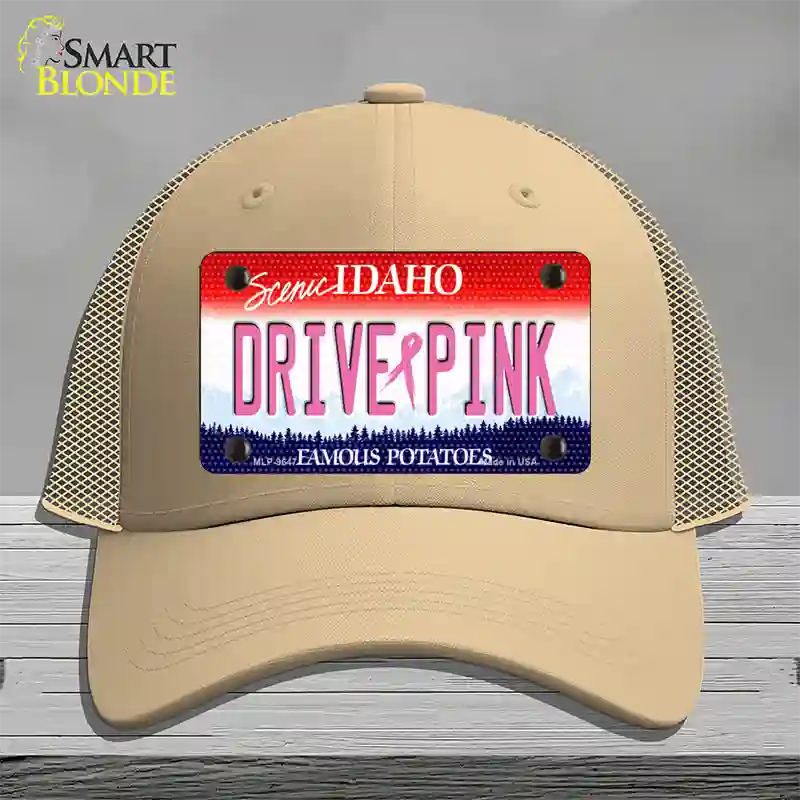 Drive Pink Idaho Novelty License Plate Hat Mesh / Khaki