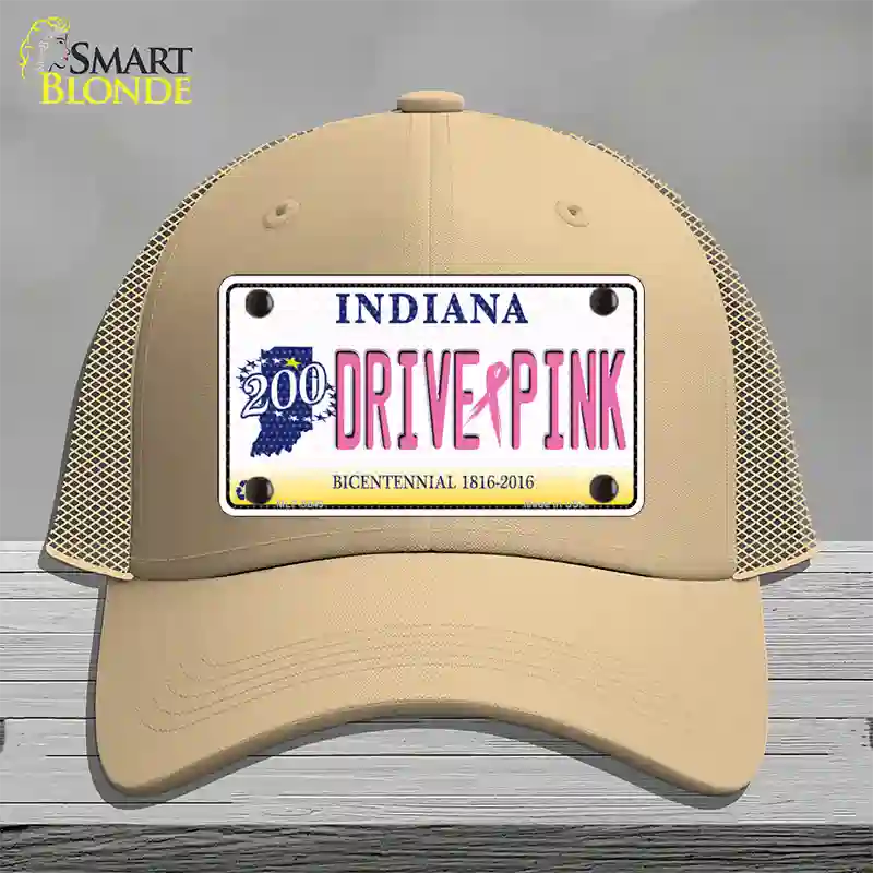 Drive Pink Indiana Novelty License Plate Hat Mesh / Khaki