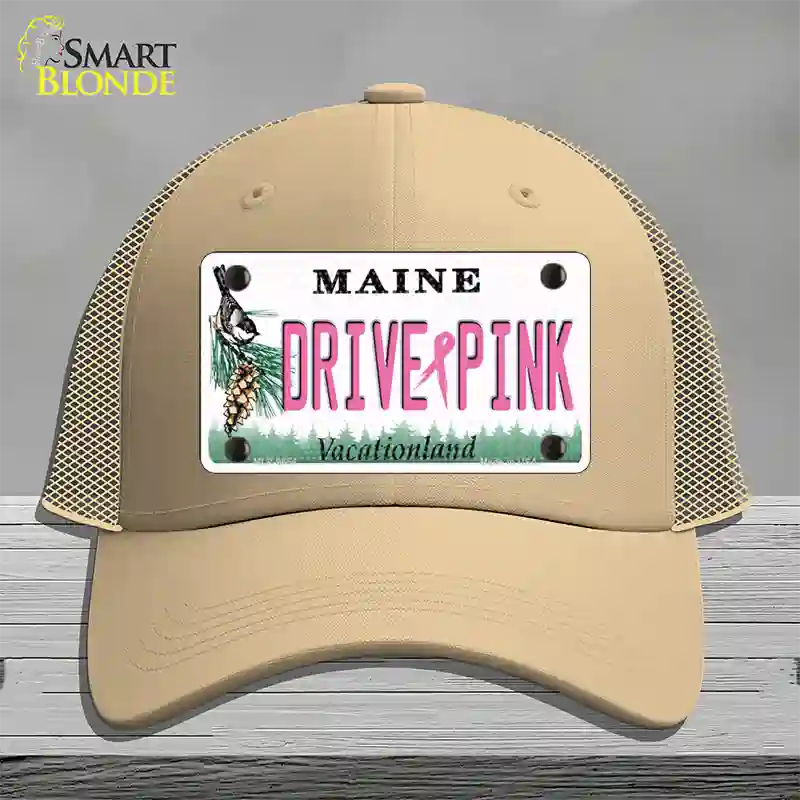 Drive Pink Maine Novelty License Plate Hat Mesh / Khaki