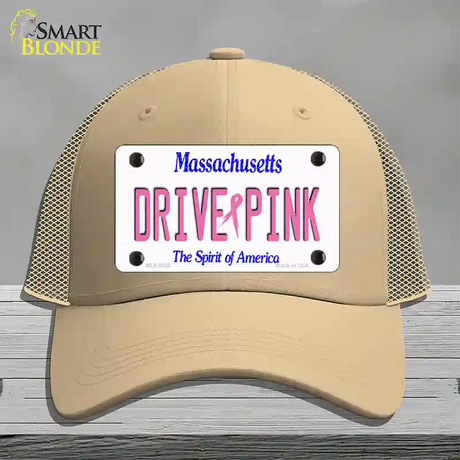 Drive Pink Massachusetts Novelty License Plate Hat Mesh / Khaki