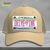 Drive Pink Michigan Novelty License Plate Hat Mesh / Khaki