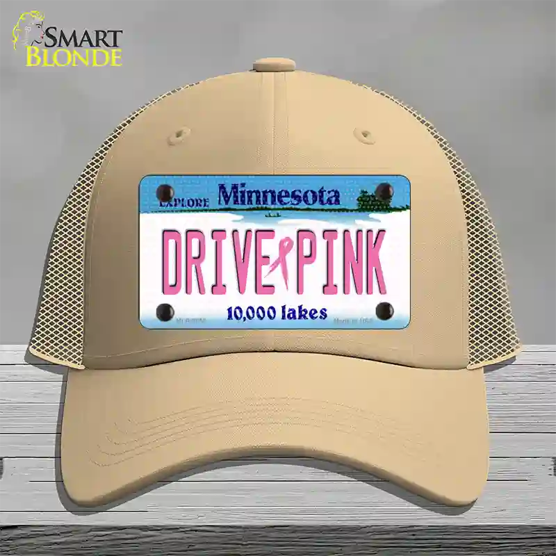 Drive Pink Minnesota Novelty License Plate Hat Mesh / Khaki