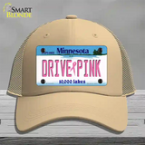 Drive Pink Minnesota Novelty License Plate Hat Mesh / Khaki