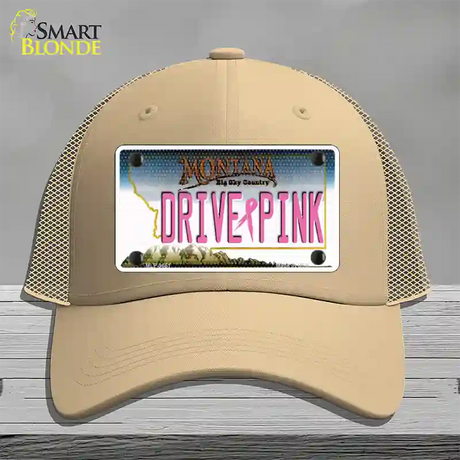 Drive Pink Montana Novelty License Plate Hat Mesh / Khaki