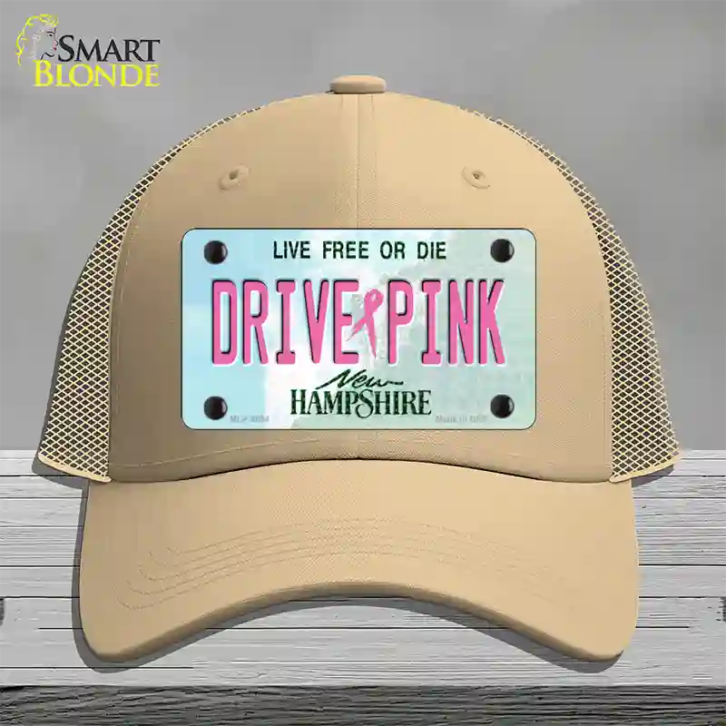 Drive Pink New Hampshire Novelty License Plate Hat Mesh / Khaki