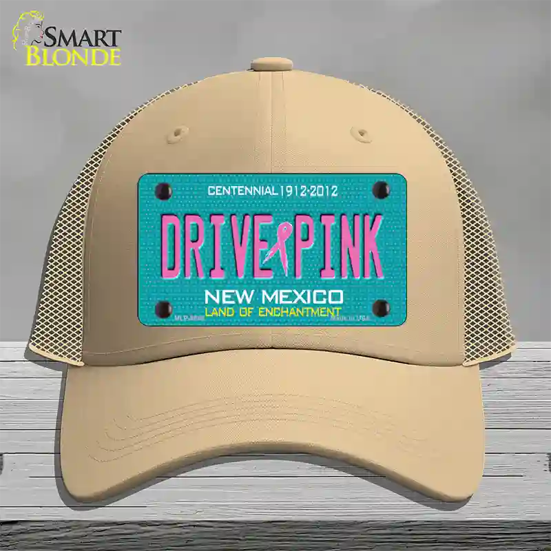 Drive Pink New Mexico Novelty License Plate Hat Mesh / Khaki