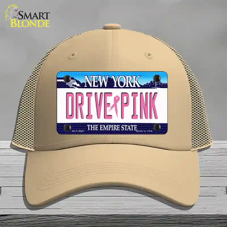 Drive Pink New York Novelty License Plate Hat Mesh / Khaki