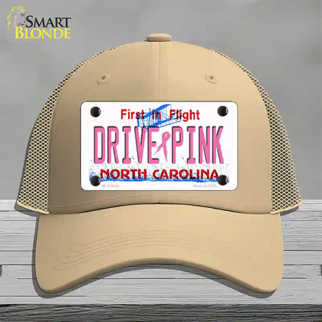 Drive Pink North Carolina Novelty License Plate Hat Mesh / Khaki