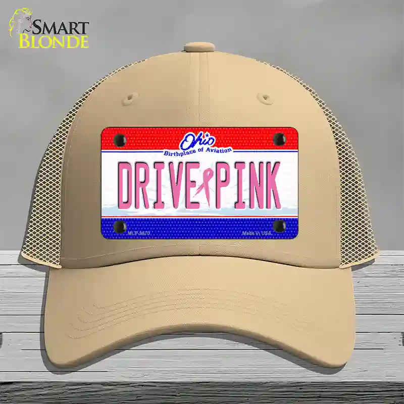 Drive Pink Ohio Novelty License Plate Hat Mesh / Khaki