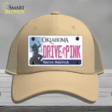 Drive Pink Oklahoma Novelty License Plate Hat Mesh / Khaki