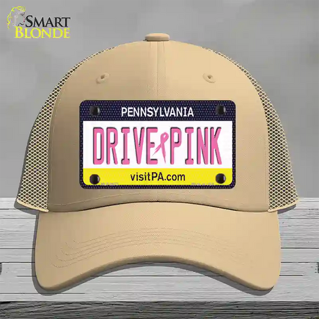 Drive Pink Pennsylvania Novelty License Plate Hat Mesh / Khaki