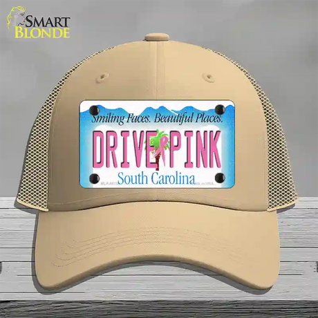 Drive Pink South Carolina Novelty License Plate Hat Mesh / Khaki