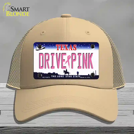 Drive Pink Texas Novelty License Plate Hat Mesh / Khaki