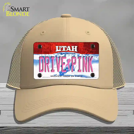 Drive Pink Utah Novelty License Plate Hat Mesh / Khaki