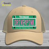 Drive Pink Vermont Novelty License Plate Hat Mesh / Khaki