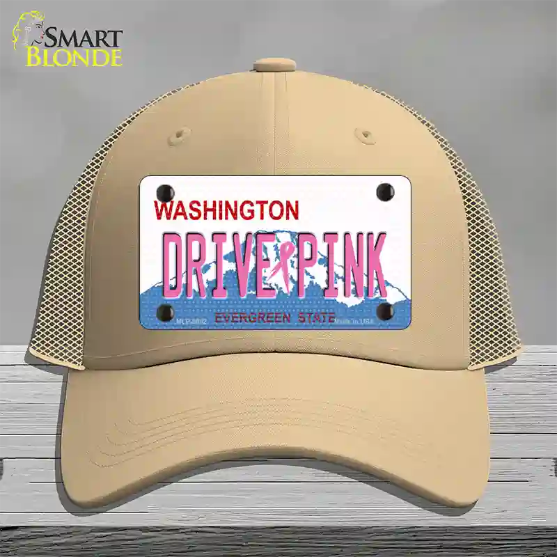 Drive Pink Washington Novelty License Plate Hat Mesh / Khaki