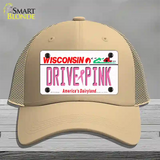 Drive Pink Wisconsin Novelty License Plate Hat Mesh / Khaki