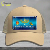 Happy Hanukkah Novelty License Plate Hat Mesh / Khaki