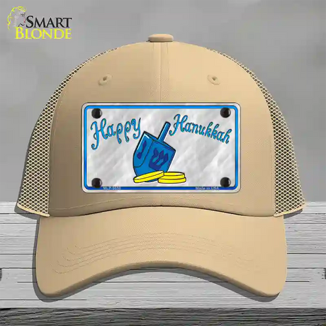 Happy Hanukkah Dreidel Novelty License Plate Hat Mesh / Khaki