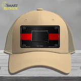 South Dakota Thin Red Line Novelty License Plate Hat Mesh / Khaki